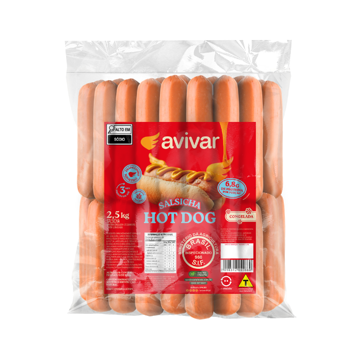 Salsicha Hot Dog 8x2,5kg - Avivar